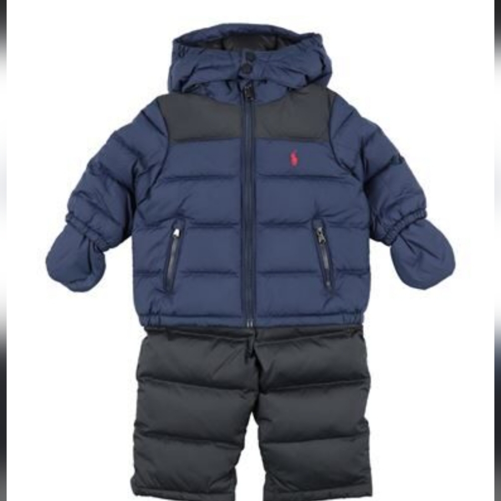 NWT Navy and Black Puffer Snowsuit 12 Months 2 Piece